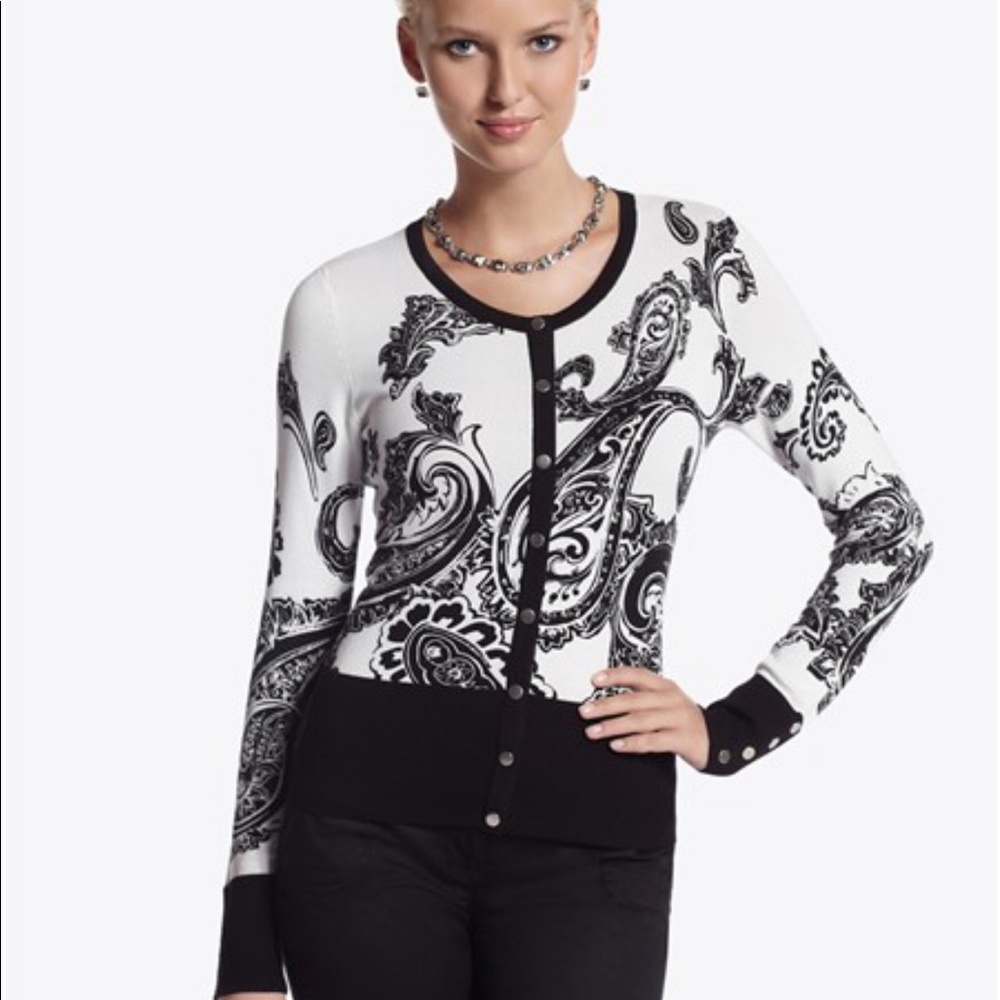 White House white market paisley cardigan WHBM
